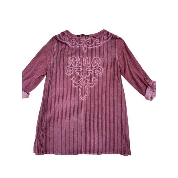 Ali Miles Women’s M Tunic Top – Rose blush Embroidered Floral Boho 3/4 Sleeve - Picture 5 of 9